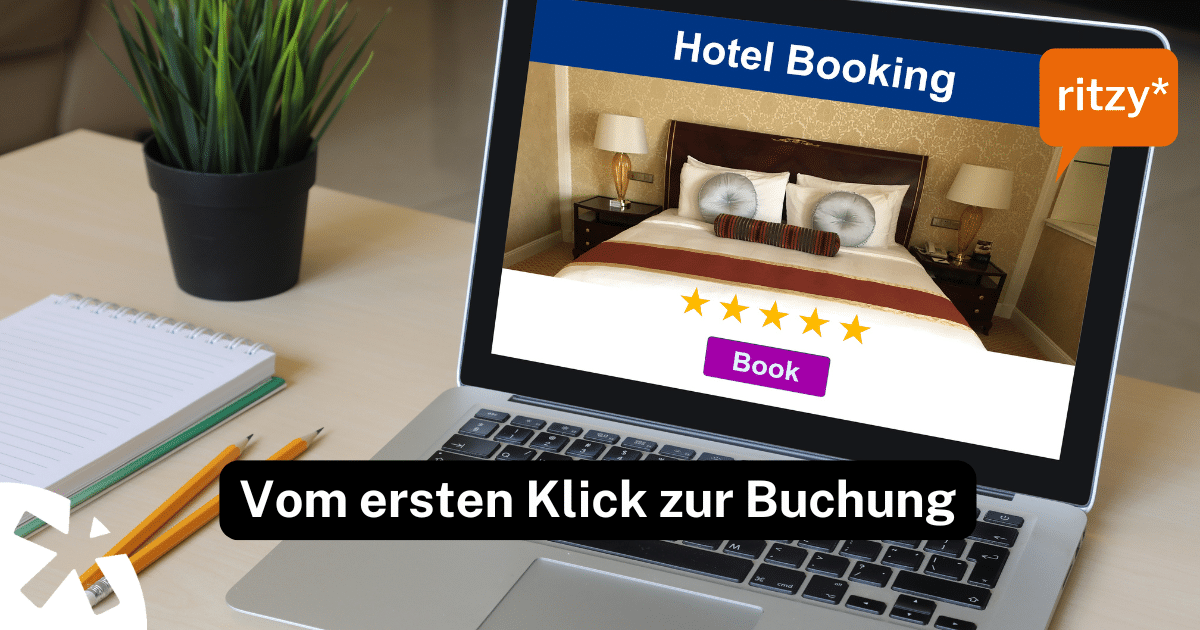 Person sucht auf dem Smartphone oder Laptop nach einem Hotel und betrachtet eine moderne, einladende Hotel-Website – Symbolbild für digitale Gästeinspiration und Conversion.
